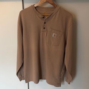 Carhartt Men's Tan Long Sleeve Henley Shirt